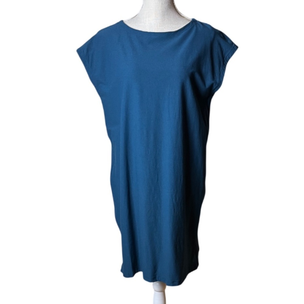 Eileen Fisher Teal Bateau Neck Short Dress- M